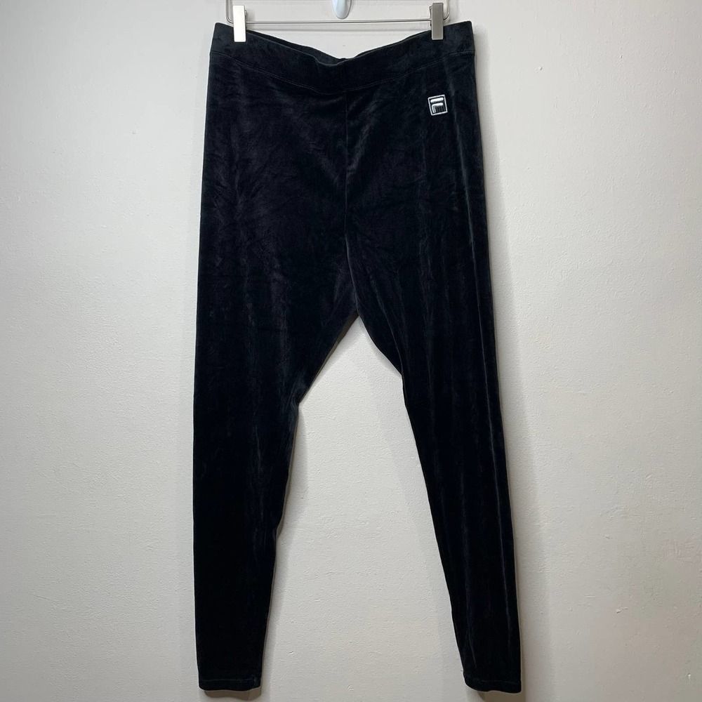 Fila Velvet Velour High Rise Track Pant Black